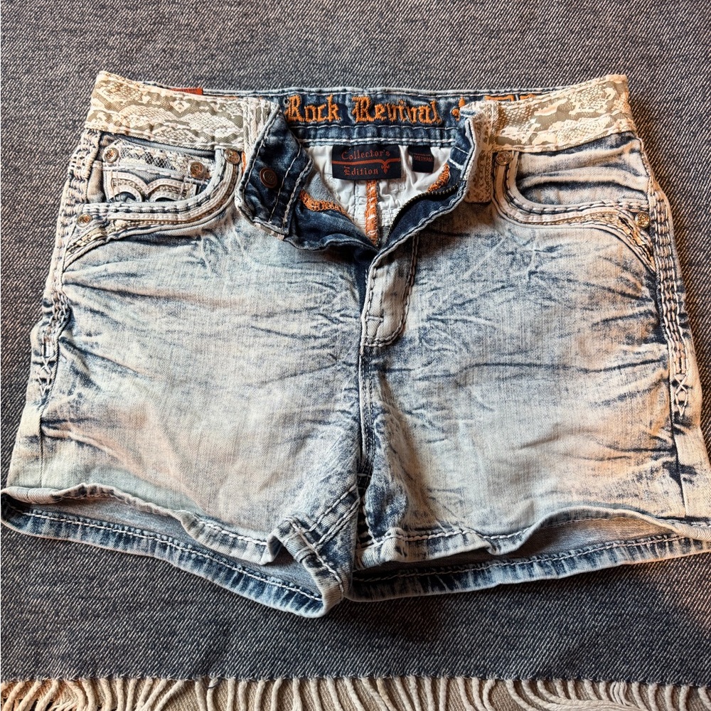 Rock Revival Oakley- Light Wash Women's Denim Shorts with Distressed Detail